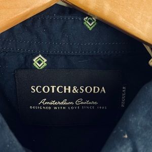 NEW Scotch & Soda male button shirt brand UNUSED-Dark navy with embroidery print